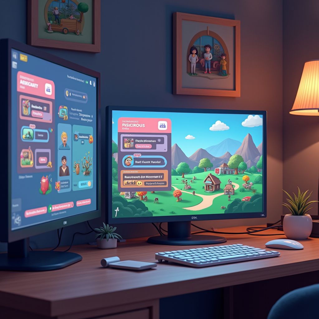 A screenshot of a well-organized Discord server for a cozy gaming community, showing channels for farm tours, design inspiration, mental health support, and creative showcases, with friendly welcome messages and inclusive guidelines